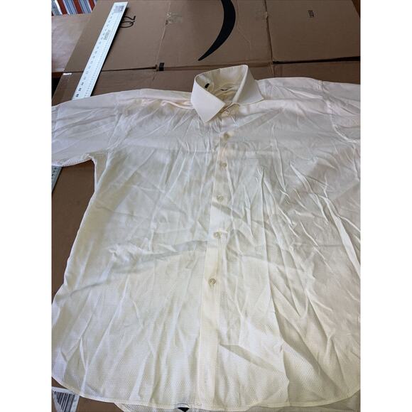 Ike Behar Yellow Cotton Dress Shirt, Men's Button Down, 16.5‎ Neck, Long Sleeve - Picture 1 of 14